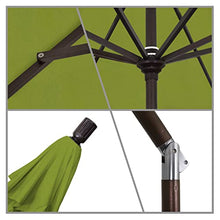California Umbrella 11' Round Aluminum Market Umbrella, Crank Lift, Collar Tilt, Kiwi