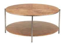 Adna Coffee Table Brown, Brown Coffee Table, Modern Style, Burl Veneer MDF Round Shape Tabletop, Steel, Indoor Living, 38.6" W x 38.6" D x 18.5" H
