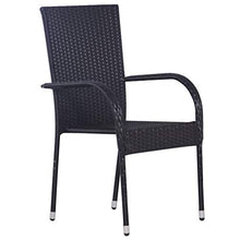 LKJephalotrope 5 Piece Patio Dining Set, Black PE Rattan Outdoor Furniture with Rectangular Tempered Glass Table and 4 Stackable Chairs for Backyard, Garden and Deck