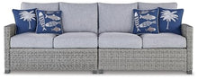 Signature Design by Ashley Naples Beach Casual Outdoor Loveseat Set of 2 with Cushions and Throw Pillows Grey