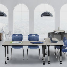Regency Kee Height Adjustable Classroom Table Set with Andy Chairs Maple/Navy