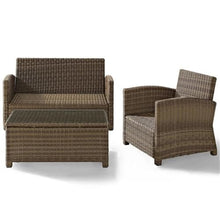 Pemberly Row 3 Piece Wicker Patio Sofa Set, Brown and Sangria Finish, All-Weather Resin Wicker, Steel Frame, UV-Resistant Cushions, Includes Loveseat, Armchair, Coffee Table, Outdoor Seating for Patio
