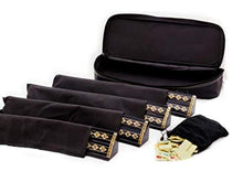 Helena Wood Art Wooden Mosaic Inlaid Oval Rummy Game Set Black