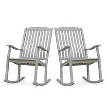Cambridge Casual Ashford Porch Rocking Chairs Set of 2, Solid Teak Wood Outdoor Rockers with Weathered Grey Finish, Durable Patio Seating for Porch, Deck, Garden, or Backyard Relaxation