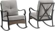 Crosley Furniture Dahlia 2-Piece Outdoor Rocking Chair Set Matte Black with Taupe Cushions