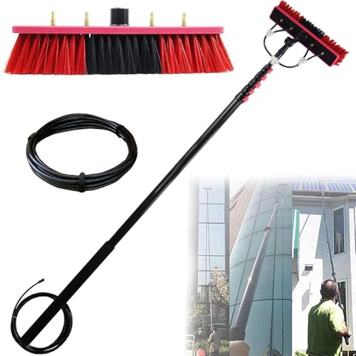 NYANS Photovoltaic Panel Cleaning Brush, Window Cleaning Brush Head with Inline Water Filter System, with 35cm Brush Head, for Cleaning Solar Photovoltaic Panels,10.8m(36ft)