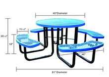 LifeYard Heavy Duty 46" Steel Round Picnic Table, Expanded Metal Outdoor Table (Black)