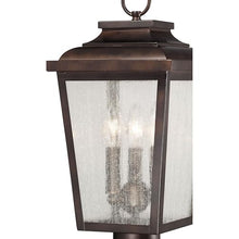THE GREAT OUTDOORS Irvington Manor 3 Light Post Mount in Chelesa Bronze Finish with Clear Seeded Glass