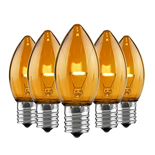 Set of 500 Holiday Lighting Outlet C9 LED Christmas Lights | Orange C9 LED Filament Lights | C9 Christmas Light Bulbs for Indoor & Outdoor Use | Traditional C9 LED Christmas Lights