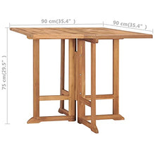 KTHLBRH Outdoor Patio Table Outdoor Furniture Patio Dining Table Folding Patio Dining Table 35.4"x35.4"x29.5" Solid Teak Wood