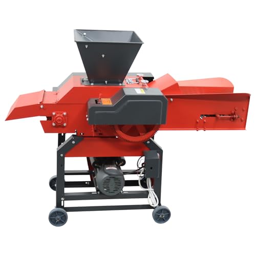 THUXEON 6-Blade Grass Cutting and Silk Kneading Machine, 220V Hay Cutter Kneader Grinder with Conveyor, Automatic Feed, 2.2KW Crushing Corn Peanuts Straw Wheat, 500-1000kg/h