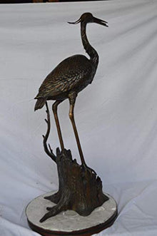 Nifao Great Blue Heron, Tall Medium Bronze Fountain, 22" L x 21" W x 49" H
