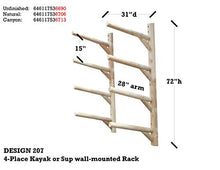Log Kayak Rack 4-Place Kayak/SUP Wall-Mounted Rack Unfinished