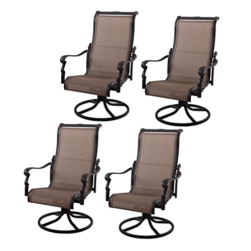 Darlee Monterey Cast Aluminum 4 Pc Set Swivel Rocker Dining Chair Set in Antique Bronze/Irish Mix