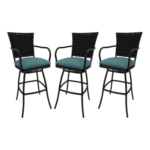 Set of 3 - Outdoor Indoor Extra Tall 34" Bar Stool - Erin on Black Frame