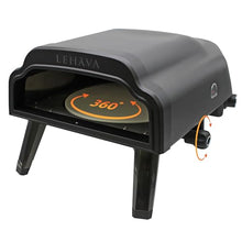 Flame King LEHAVA 14-inch, 360 Degree Rotating Non-Stick Pizza Stone, Portable Outdoor Propane Pizza Oven Countertop with Cover Bag, Piezo Auto Ignition for Camping, Backyard, and Tailgating