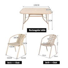 Dalumian Outdoor Garden Furniture Sets, 8-Piece Outdoor Dining Set for 6 with Led, Patio Dining Set with 270CM Umbrella, 6 Chairs & Rectangular Dining Table with Glass Tabletop(Set A)