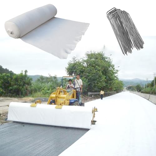 FANLIKIKI Gardening Geotextile Fabric,Heavy Duty Weed Barrier Landscape with Securing Peg,Commercial Grade Ground Cover Drainage(2m(6.5ft) x95m(311.7ft))