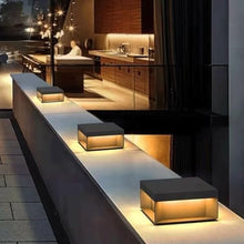 Outdoor Wall Lights Black Square Column Caps Lamp Modern Outdoor Post Cap Light LED Outside Waterproof Pillar Lamps Stainless Steel Gate Deck Stigma Lantern Fence Gate Porch Lawn Path Lamps Waterproof