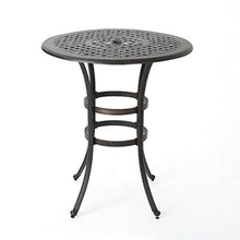 roomfitters Outdoor Cast Aluminum Bar Table Round Patio Bistro High Top Pub Table with Umbrella Hole for Garden Deck, Bronze