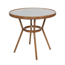 Flash Furniture Lourdes Indoor/Outdoor Commercial Bistro Set - Tempered Glass Top Table & 4 Chairs - Black & White Rattan/Natural Frame