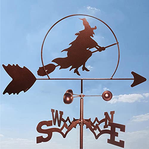 Witch Weathervane Wind Vane Weather Vane with Wind Direction Indicator, Outdoor Metal Bracket Weather Vane, Professionnel Measuring Tool Garden Courtyard Decoration