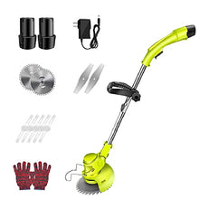Cordless Lawn Mower, Adjustable Length Rotary Head Lawn Mower Electric 24V Walk-Behind Weeder with 3 Cutting Capabilities Trimmer for Garden Lawn Shru