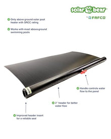 FAFCO Solar Bear Deluxe - Solar Pool Heater for Above-Ground Pools, Universal, with Starter Kit, Hose and Clamp Kit and Rack Mount Kit