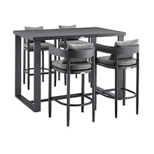 Armen Living Menorca Outdoor Patio 5-Piece Bar Table Set Aluminum Dark Grey