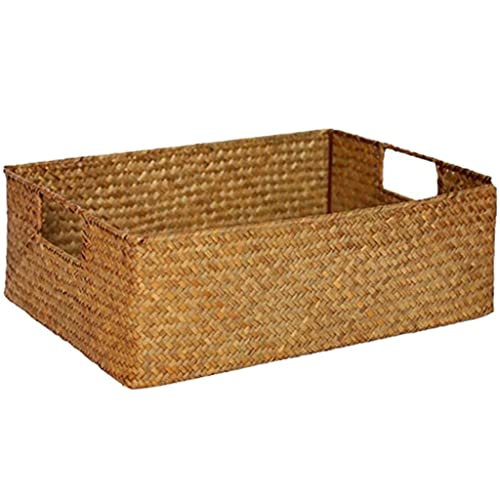 Picnic Basket Wicker Weaving Storage Basket for Kitchen Handmade Fruit Dish Rattan Picnic Food Storage Basket Sundries Container Case (Size : 33cm x 23cm x 11cm)