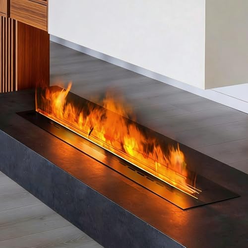 AUTUMFLATGAO 3D Water Vapor Fireplace, Realistic Atomized Flame Atomized Fireplace with 9 Adjustable Flame Colors, Stainless Steel, Automatic Water Filling, App/Touch/Remote Control 80cm