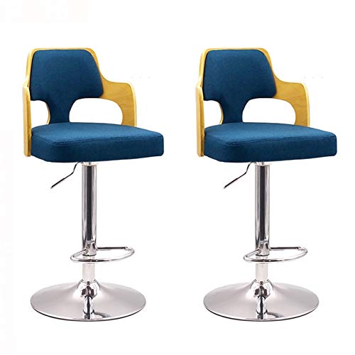 LUSTAR Barstools Set of 2 Rotating Lift Bar Stools Home Patio Bar Stools Bar Chairs for Garden Pool Lawn Backyard Blue-High Stool