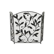 Fireplace Screen 3 Panel Folding Fireplace Net with Leaves and Flowers Design, 45" x 30" Fireplace Screen