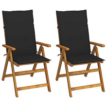 YUOGHRTFE Solid Acacia Wood Patio Reclining Chairs 2 Pack with Cushions