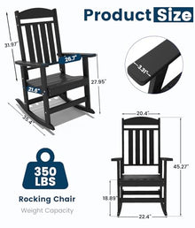 FOOWIN Outdoor Rocking Chair Set of 4, Oversized Rocking Chair Outdoor