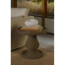 Moe's Home Collection Emmeline Outdoor Side Table, Round, Aluminum Frame, Woven Synthetic Hyacinth, Rust Resistant, Natural