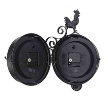 J3DFGFLR Outdoor Garden Wall Clock Garden Wrought Iron Wall Clock Outdoor Double-Sided Rooster Design Wall Hanging Clock with Bell for Garden Home Decoration