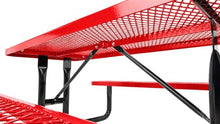 Barco Products SuperSaver Commercial Rectangular Picnic Table, 6 ft Seats 6, Red Thermoplastic-Coated Expanded Metal, 1-5/8 in. Umbrella Hole, Portable or Surface Mount, 10-Year Guarantee