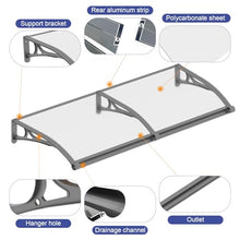 Door Awning Window Canopy with Drainage, 48x94 Inch Solid Polycarbonate Awnings for Outside, Porch, Patio, Deck, Sun Shade UV,Rain,and Snow Protection, Aluminum Alloy Bracket