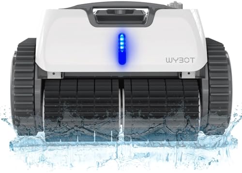 WYBOT Cordless Robotic Pool Cleaner, 120 Min for Floor, Wall and Waterline Cleaning, Pool Vacuum with Navigation & Route Planning, Fast Charging, Fully Automatic, White, Plastic, 2 Years Warranty