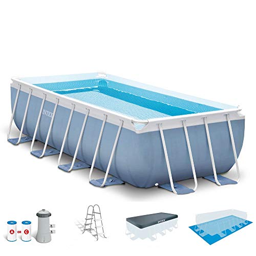 Intex Rectangular Prism Frame Pool Set 16ft x 8ft x 42in Multicolor