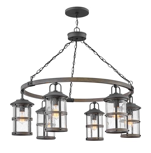 Hinkley Lakehouse Large 12V Outdoor Chandelier, Aged Zinc/Driftwood Gray