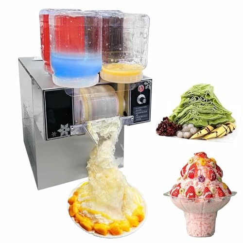 UYCVT Automatic Sn Ice Machine, 4 Feed Barrels Ice Crusher, 750W Tabletop Electric Snow Cone Maker, 120kg/24h Slush Maker, for Home, Outdoor, Supermarket, Dessert Shop