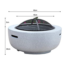 Outdoor Party BBQ Fire Pit for Patio, Fire Bowls with Grill Shelf and Mesh Cover Round Tabletop for Placing Drinks Roasting Supplies, Garden Patio Decor