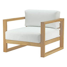 Modern Contemporary Outdoor Patio Balcony Lounge Chair, Sofa and Table Set, Wood, White Natural