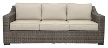 Steve Silver Furniture Jones Patio Sofa, w/All-Weather HDPE Resin Wicker, UV Inhibitors, and Plush Seating in Brown, Patio Couch for Porch, Deck, Backyard, 36.6" D x 84" W x 31.5" H, Brown, Beige