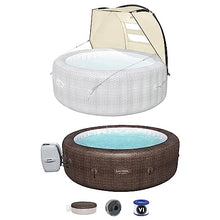 Bestway SaluSpa Sun Shade Canopy & St. Mortiz Inflatable Hot Tub Brown