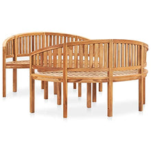 WHOPBXGAD 3 Piece Banana Patio Lounge Set Solid Teak Wood Outdoor Garden Furniture with Weather Resistant Design for Backyard Poolside Relaxation