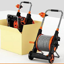 FYorbitH Garden Hose Holder Foldable Garden Hose Reel Cart, Mobile Garden Trolley with Wheels, with Hose Sprayer Nozzle and 50M/164Ft 1/2'' Hose, Fully Assembled Hose Reel Cart