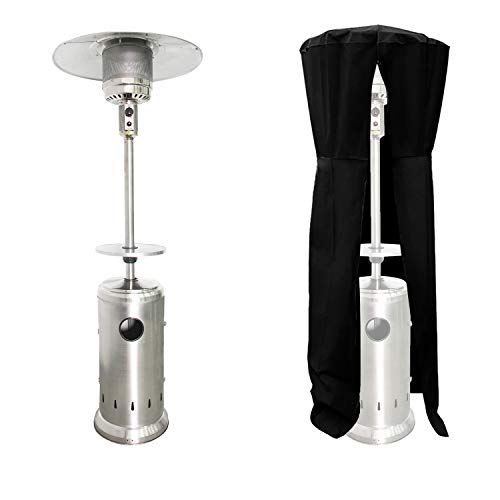 Happy Garden Oslo Parasol Heater Stainless Steel Gas Outdoor Heater + Protective Cover and Side Table